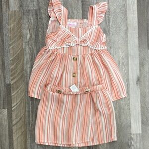 Little Lass Striped Orange and White Dress Set Size 6